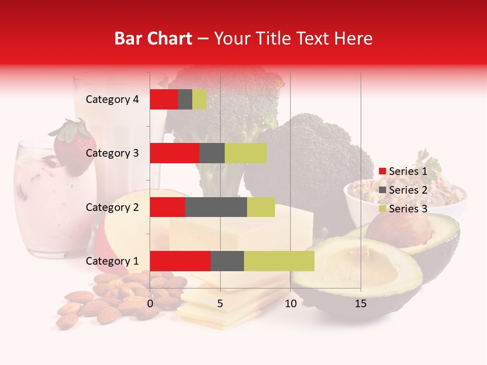 Food Sources Of Calcium, Isolated On White. Includes Milk, Yogurt, Almonds, Cheeses, Broccoli, Salmon, And Avocado. PowerPoint Template