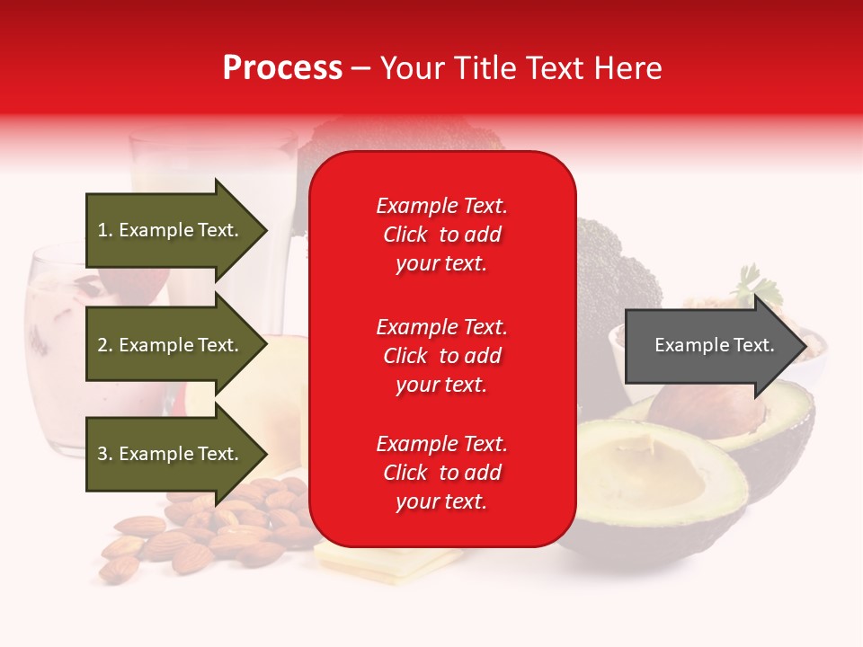 Food Sources Of Calcium, Isolated On White. Includes Milk, Yogurt, Almonds, Cheeses, Broccoli, Salmon, And Avocado. PowerPoint Template