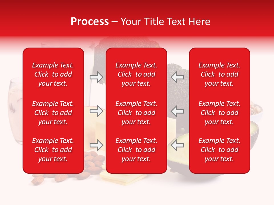Food Sources Of Calcium, Isolated On White. Includes Milk, Yogurt, Almonds, Cheeses, Broccoli, Salmon, And Avocado. PowerPoint Template