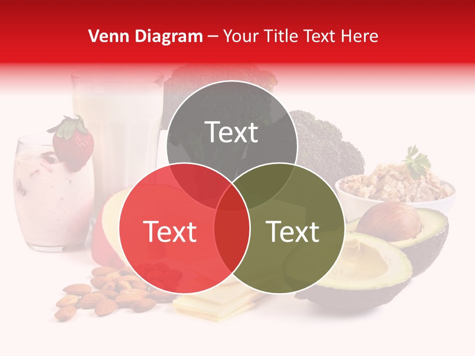 Food Sources Of Calcium, Isolated On White. Includes Milk, Yogurt, Almonds, Cheeses, Broccoli, Salmon, And Avocado. PowerPoint Template