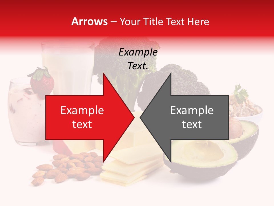 Food Sources Of Calcium, Isolated On White. Includes Milk, Yogurt, Almonds, Cheeses, Broccoli, Salmon, And Avocado. PowerPoint Template