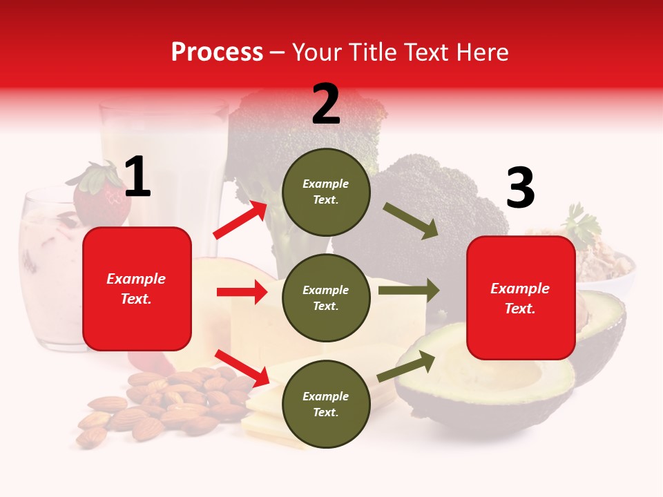 Food Sources Of Calcium, Isolated On White. Includes Milk, Yogurt, Almonds, Cheeses, Broccoli, Salmon, And Avocado. PowerPoint Template