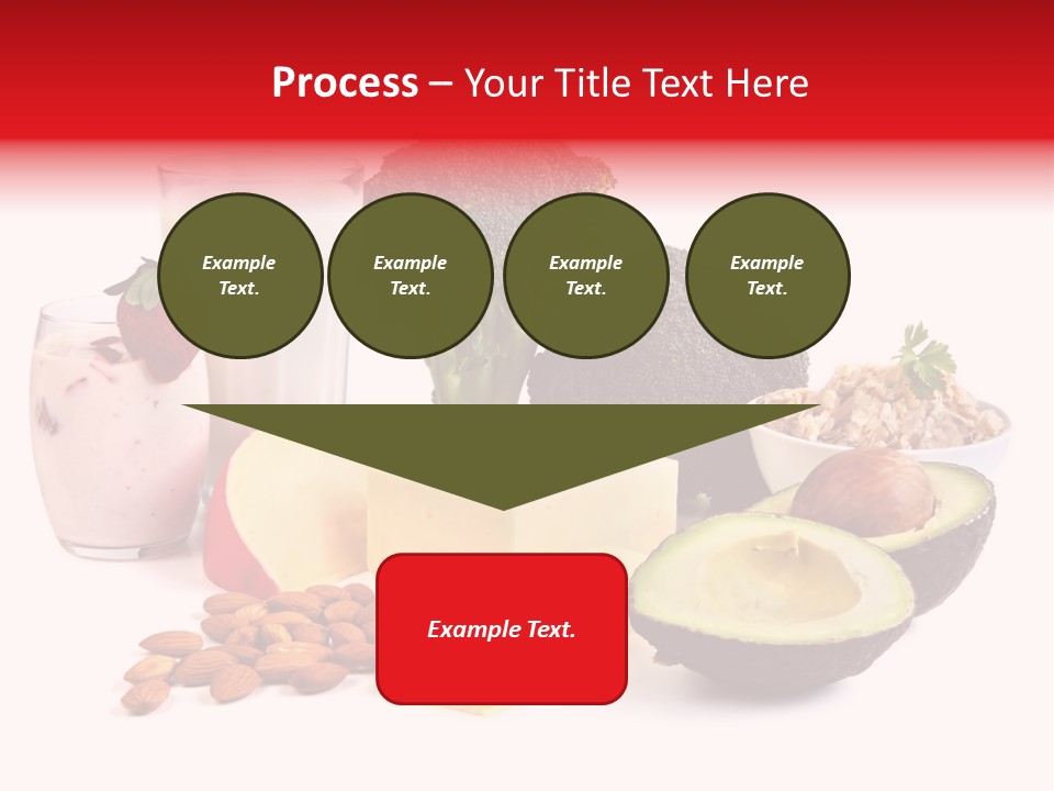 Food Sources Of Calcium, Isolated On White. Includes Milk, Yogurt, Almonds, Cheeses, Broccoli, Salmon, And Avocado. PowerPoint Template