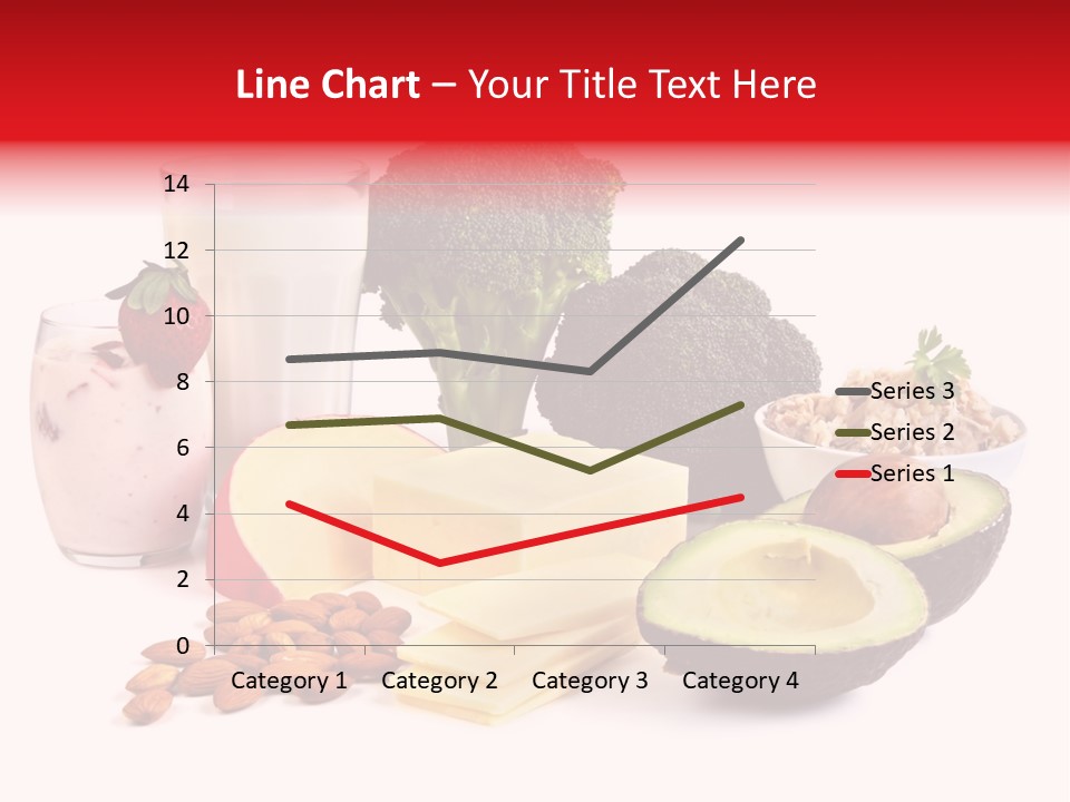 Food Sources Of Calcium, Isolated On White. Includes Milk, Yogurt, Almonds, Cheeses, Broccoli, Salmon, And Avocado. PowerPoint Template
