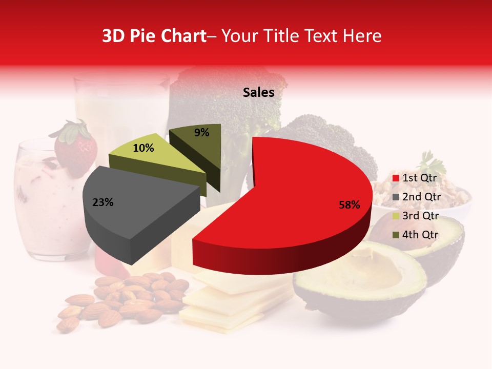 Food Sources Of Calcium, Isolated On White. Includes Milk, Yogurt, Almonds, Cheeses, Broccoli, Salmon, And Avocado. PowerPoint Template