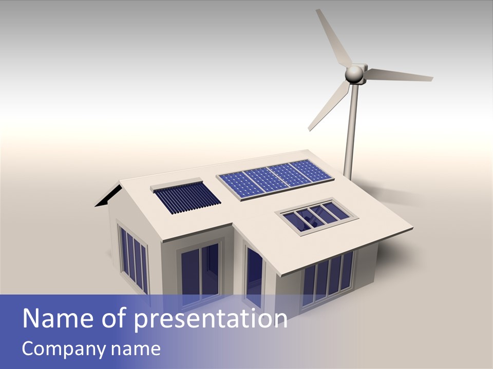 An Image Of A Home Powered By Wind And Solar Energy PowerPoint Template