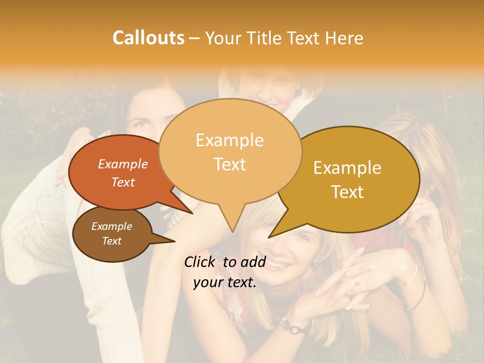 Group Of Happy Friends Having Fun Outdoors PowerPoint Template