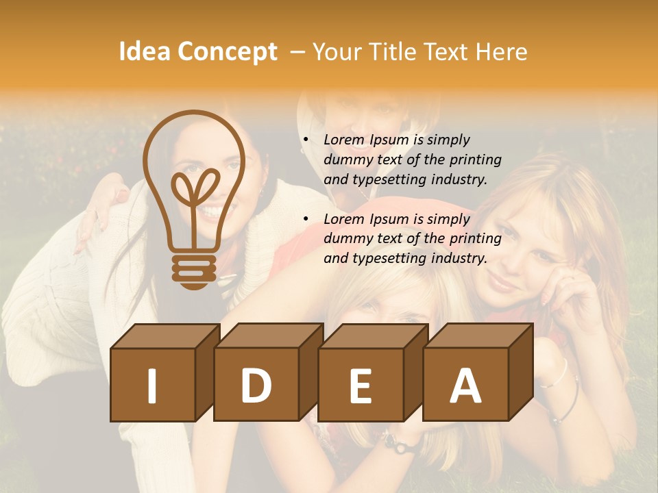 Group Of Happy Friends Having Fun Outdoors PowerPoint Template