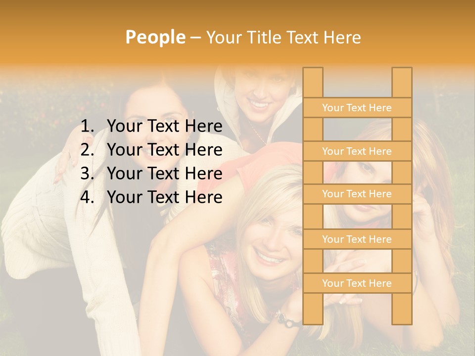 Group Of Happy Friends Having Fun Outdoors PowerPoint Template