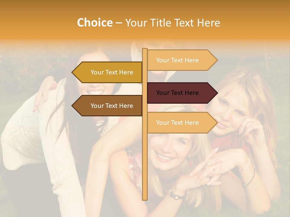 Group Of Happy Friends Having Fun Outdoors PowerPoint Template