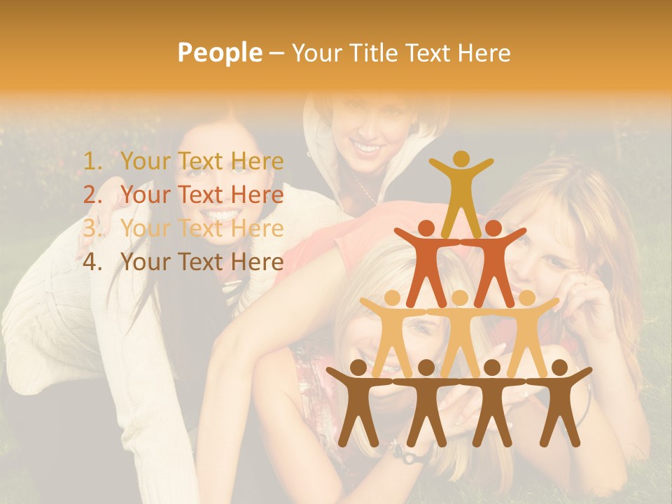 Group Of Happy Friends Having Fun Outdoors PowerPoint Template