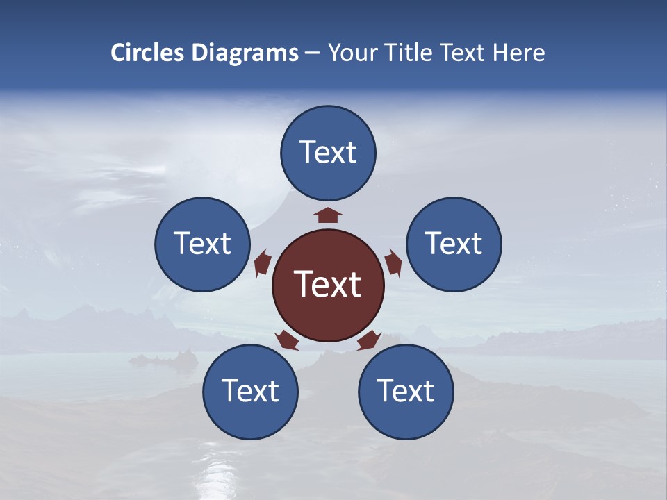 3D Rendering Of 5 Diamond Rings PowerPoint Template