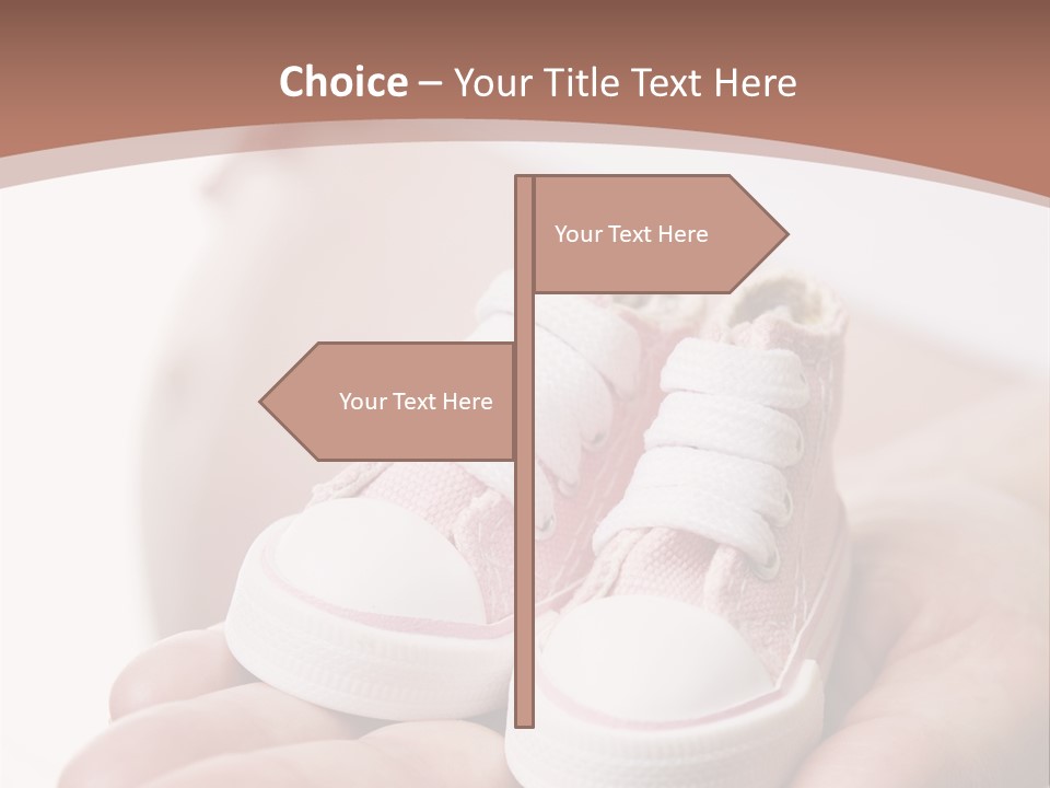 Pregnant Woman Holding Pair Of Pink Shoes For Baby Girl PowerPoint Template
