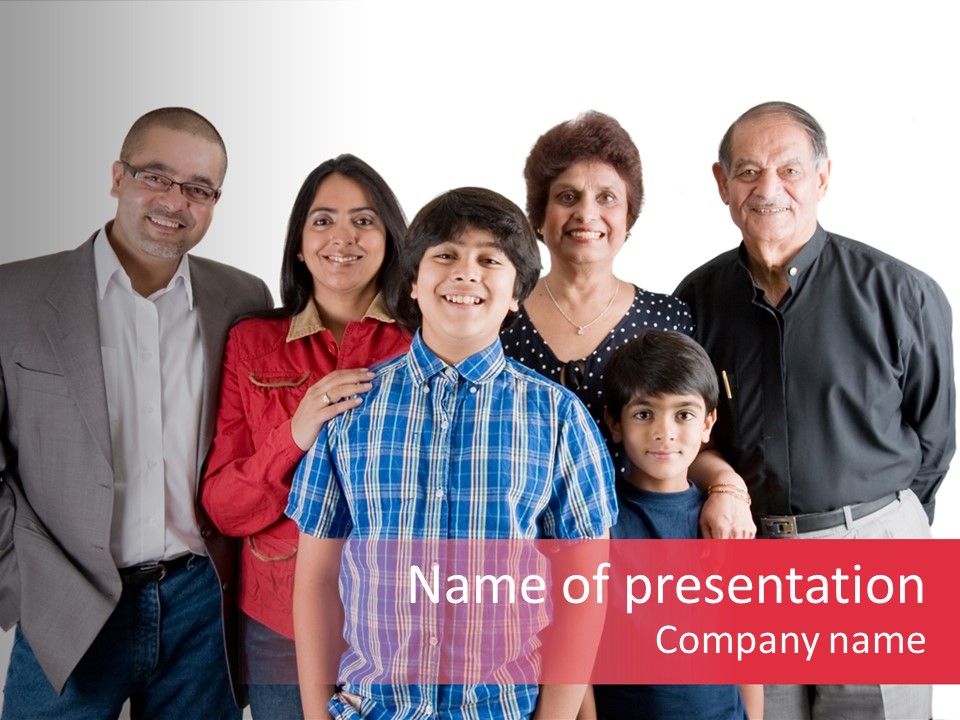 An Extended Indian Family All Pose Together In A Fun Setting PowerPoint Template