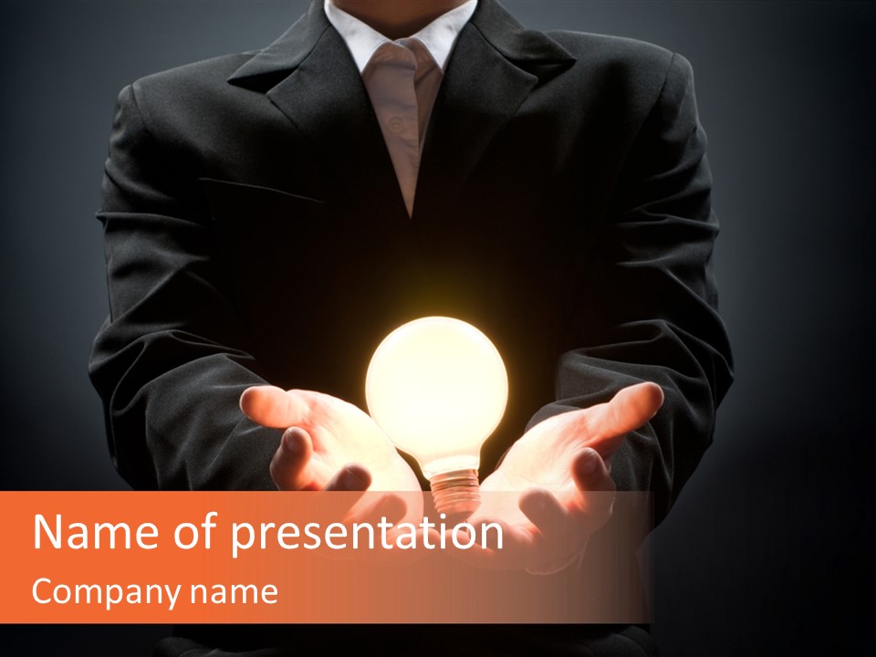 A Man Pointing To The Illuminated Bulb PowerPoint Template