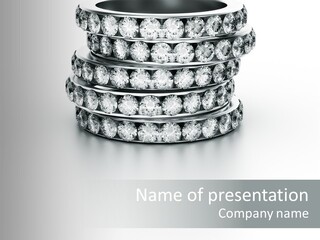 3D Rendering Of 5 Diamond Rings PowerPoint Template