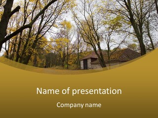 A House In The Woods With Trees In The Background PowerPoint Template