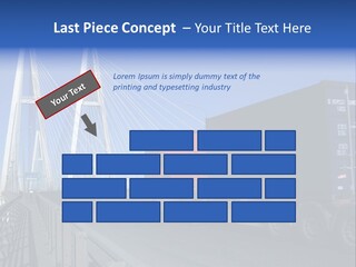 Blue-Red Truck Driving On Cable-Braced Bridge PowerPoint Template