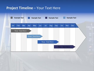 Blue-Red Truck Driving On Cable-Braced Bridge PowerPoint Template