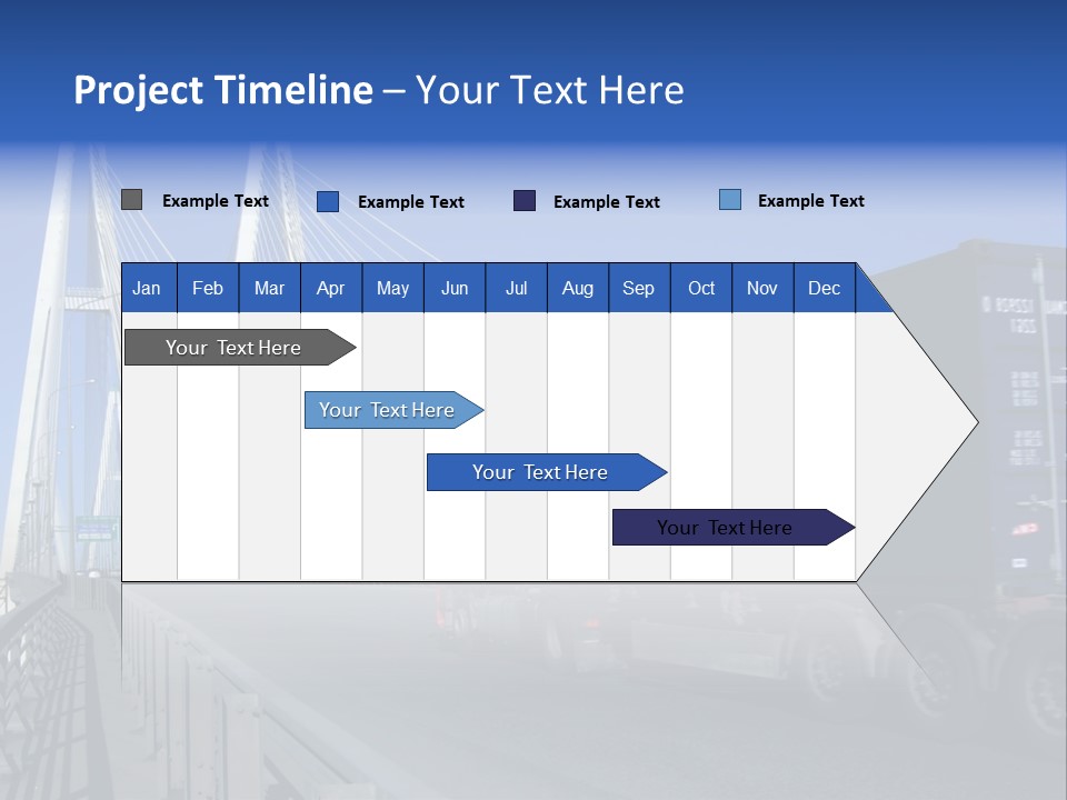 Blue-Red Truck Driving On Cable-Braced Bridge PowerPoint Template