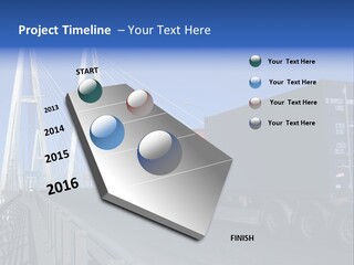 Blue-Red Truck Driving On Cable-Braced Bridge PowerPoint Template