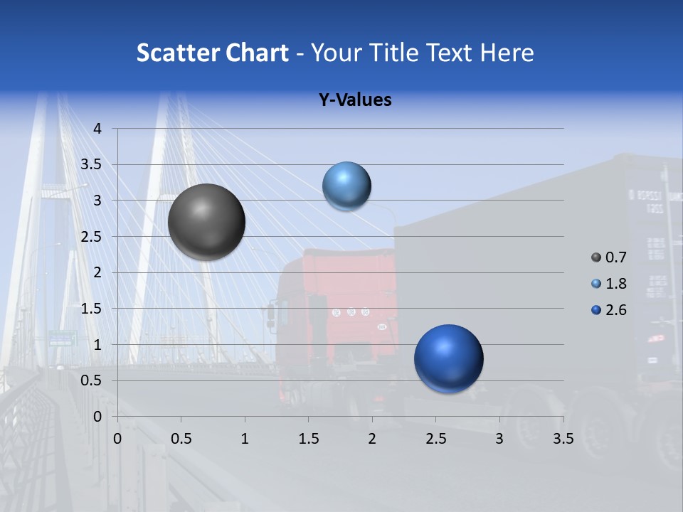 Blue-Red Truck Driving On Cable-Braced Bridge PowerPoint Template