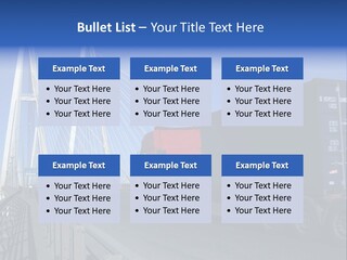 Blue-Red Truck Driving On Cable-Braced Bridge PowerPoint Template