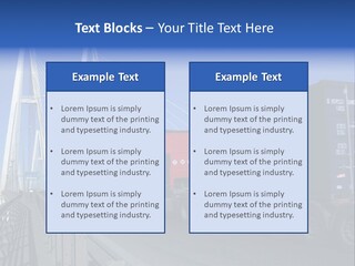 Blue-Red Truck Driving On Cable-Braced Bridge PowerPoint Template