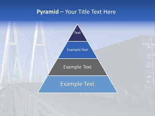 Blue-Red Truck Driving On Cable-Braced Bridge PowerPoint Template
