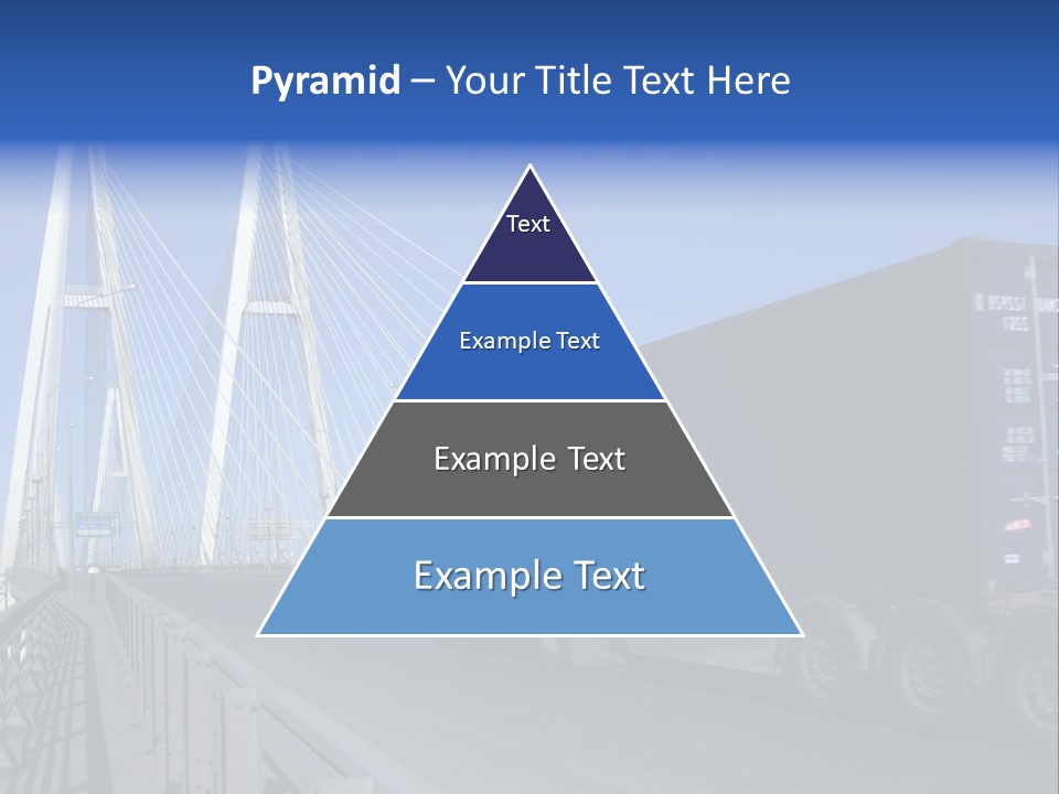 Blue-Red Truck Driving On Cable-Braced Bridge PowerPoint Template