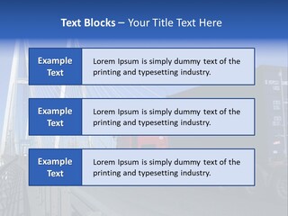 Blue-Red Truck Driving On Cable-Braced Bridge PowerPoint Template