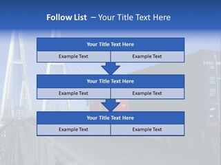 Blue-Red Truck Driving On Cable-Braced Bridge PowerPoint Template