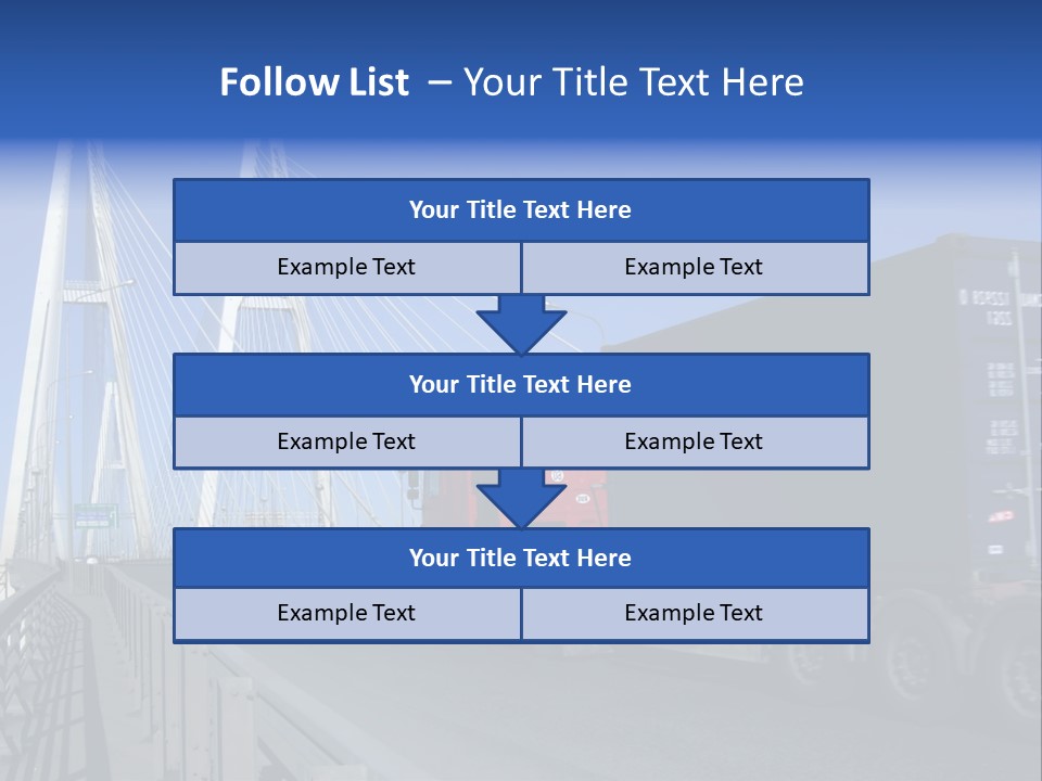 Blue-Red Truck Driving On Cable-Braced Bridge PowerPoint Template