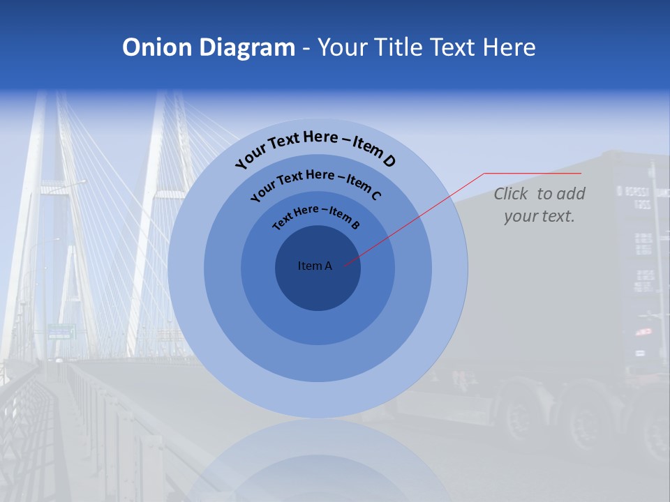 Blue-Red Truck Driving On Cable-Braced Bridge PowerPoint Template
