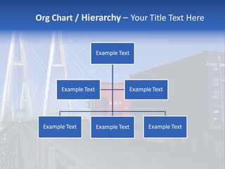 Blue-Red Truck Driving On Cable-Braced Bridge PowerPoint Template