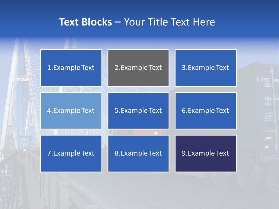 Blue-Red Truck Driving On Cable-Braced Bridge PowerPoint Template