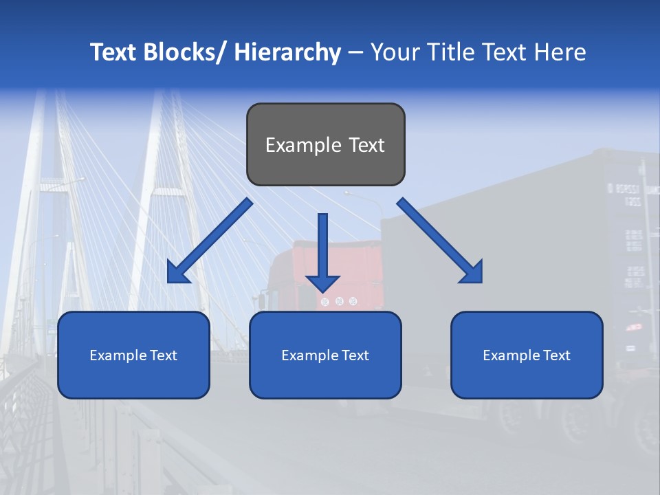 Blue-Red Truck Driving On Cable-Braced Bridge PowerPoint Template