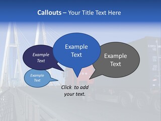 Blue-Red Truck Driving On Cable-Braced Bridge PowerPoint Template