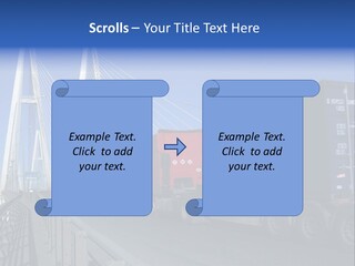 Blue-Red Truck Driving On Cable-Braced Bridge PowerPoint Template