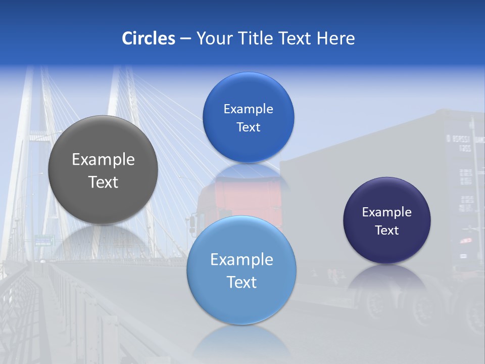 Blue-Red Truck Driving On Cable-Braced Bridge PowerPoint Template
