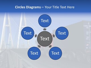 Blue-Red Truck Driving On Cable-Braced Bridge PowerPoint Template
