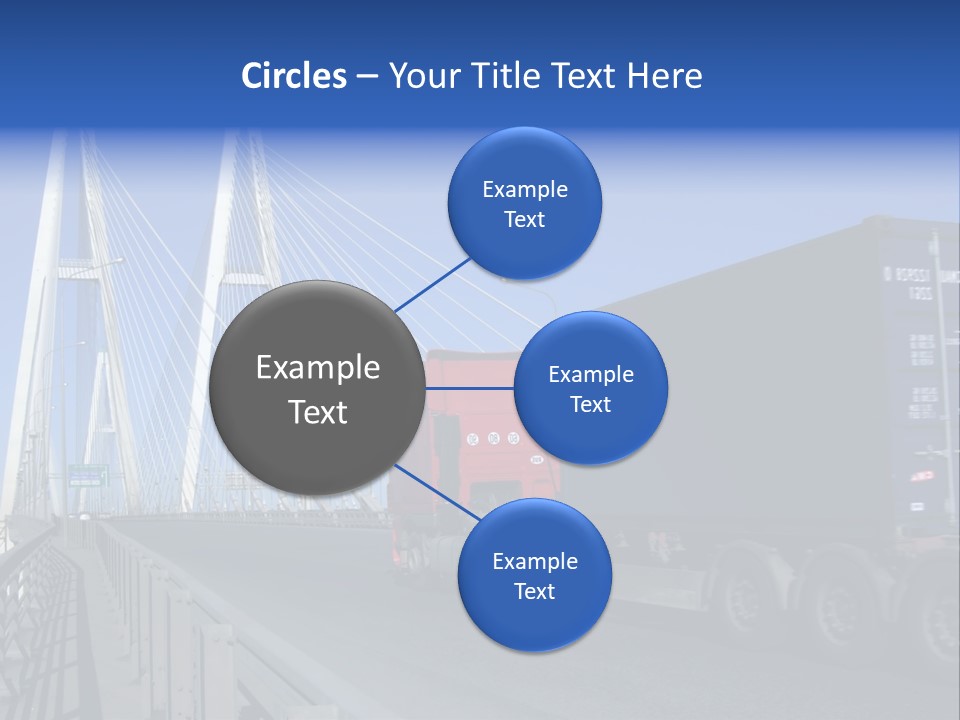 Blue-Red Truck Driving On Cable-Braced Bridge PowerPoint Template