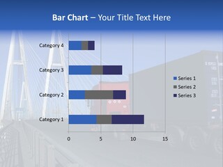 Blue-Red Truck Driving On Cable-Braced Bridge PowerPoint Template