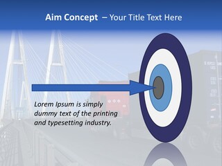 Blue-Red Truck Driving On Cable-Braced Bridge PowerPoint Template