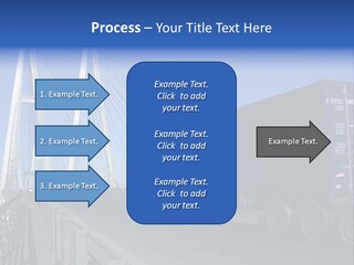 Blue-Red Truck Driving On Cable-Braced Bridge PowerPoint Template