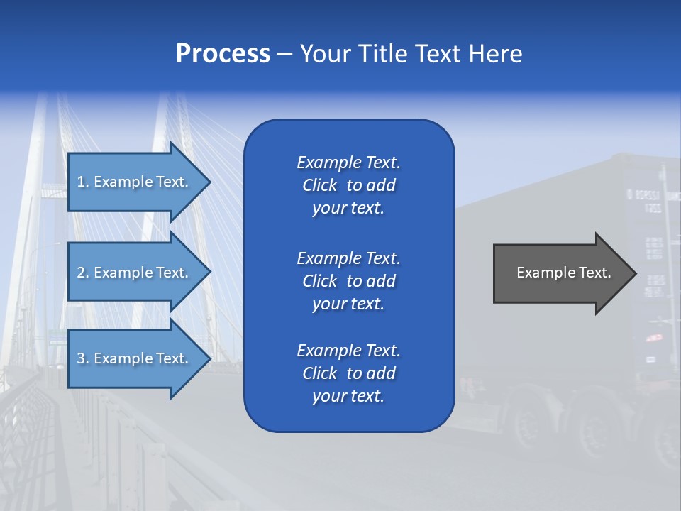 Blue-Red Truck Driving On Cable-Braced Bridge PowerPoint Template