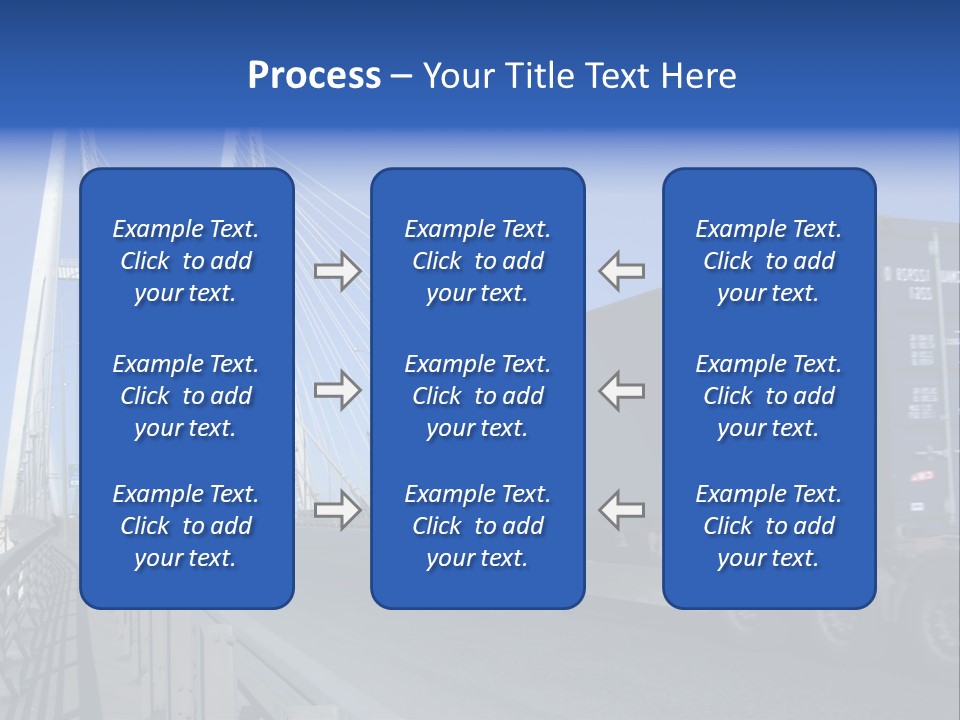 Blue-Red Truck Driving On Cable-Braced Bridge PowerPoint Template
