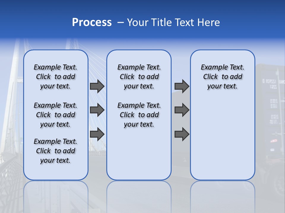 Blue-Red Truck Driving On Cable-Braced Bridge PowerPoint Template
