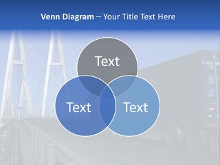 Blue-Red Truck Driving On Cable-Braced Bridge PowerPoint Template