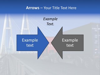Blue-Red Truck Driving On Cable-Braced Bridge PowerPoint Template
